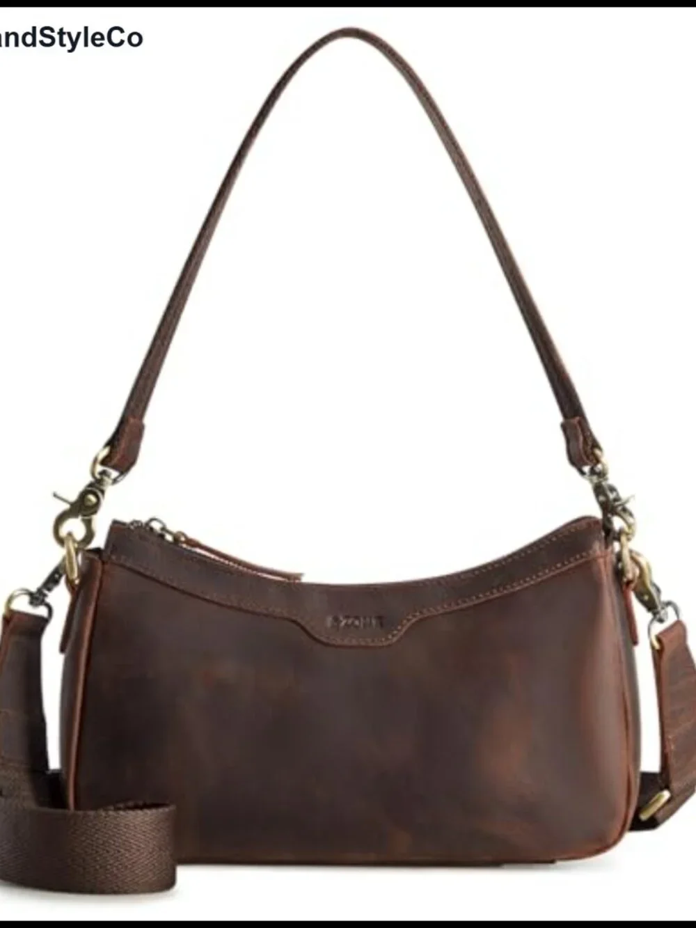 Top Grain Leather Hobo Crossbody Bag with 2 Straps
